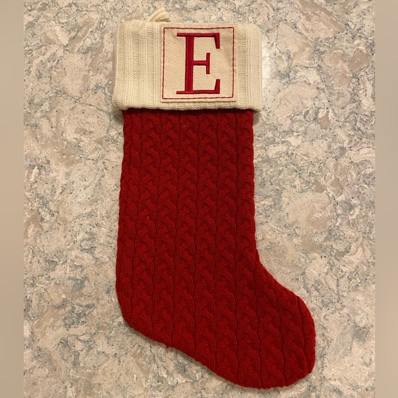 Kohl’s Red Cable Knit Christmas Stocking with Monogram E - Picture 6 of 6
